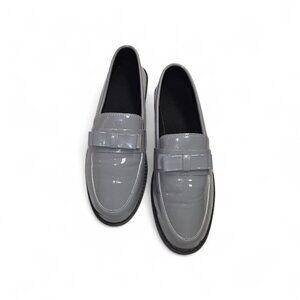 Gray Patent Loafers | Chunky Black Sole | Size 7.5 | Modern Slip-On